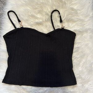 Black Ribbed Crop Top